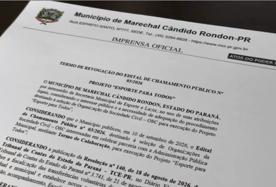 Edital previa a escolha de uma Organização da Sociedade Civil para executar o projeto “Esporte para Todos”, por meio da Secretaria Municipal de Esporte e Lazer. (Foto: Divulgação)