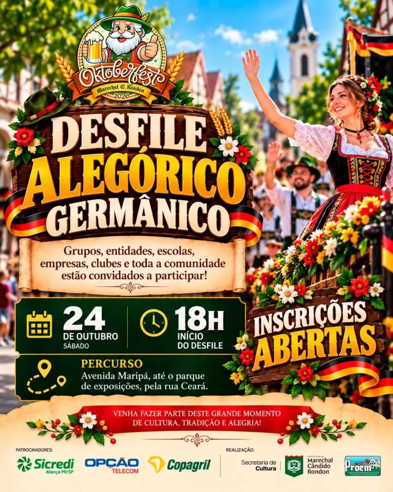 Desfile Alegórico Germânico da 36ª Oktoberfest será realizado em 24 de outubro, às 18h, com concentração dos grupos a partir das 16h. (Foto: Divulgação)