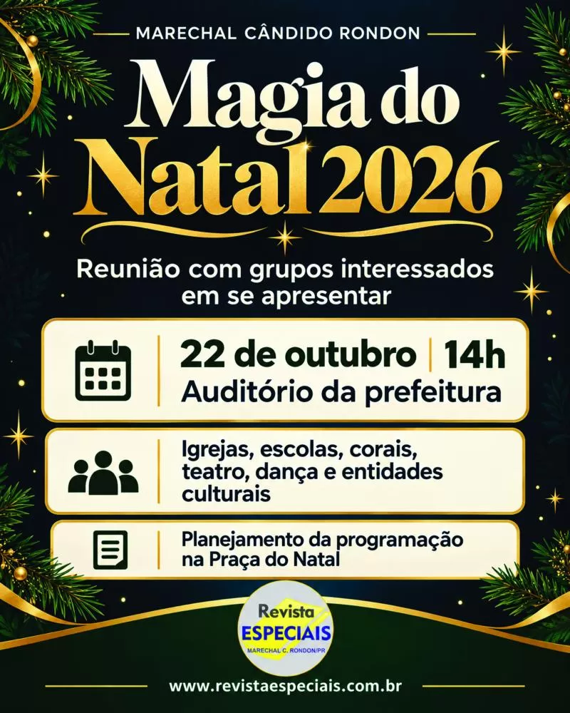 Reunião no dia 22 de outubro tratará da participação de grupos e entidades na programação do Magia do Natal 2026. 