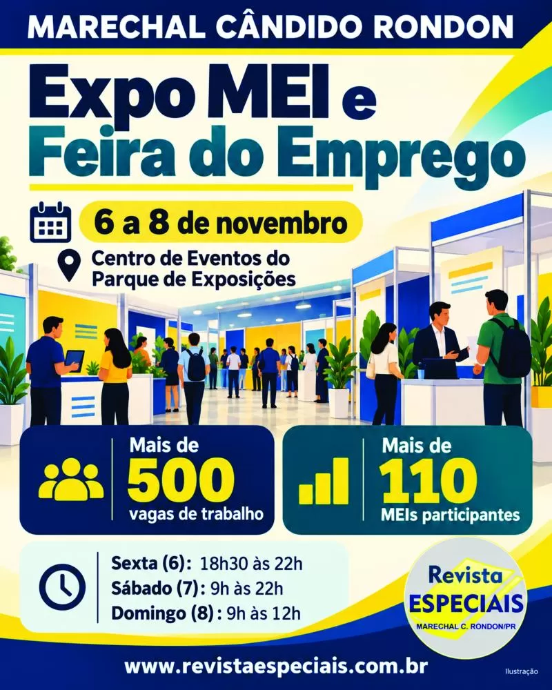 Expo MEI e Feira do Emprego serão realizadas de 6 a 8 de novembro, com exposição de negócios locais e oferta de mais de 500 vagas de trabalho. (Foto: Divulgação)