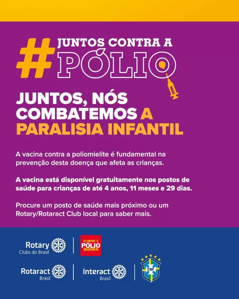 Campanha da CBF e do Rotary levará mensagens sobre vacinação contra a pólio aos estádios durante a 32ª rodada do Brasileirão. (Foto: Divulgação)